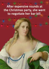 Cheeky Christmas Card - Vintage - Negotiate The Bar Bill created by Go La La!
