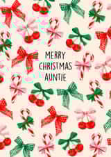 Classic Christmas Card - For Auntie - Candy Canes & Bows created by Poppy & Mabel