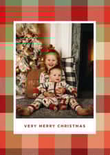 Personalised Christmas Photo Card created by letterfix - Classic Christmas Card - Plaid Pattern - Very Merry