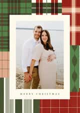 Personalised Christmas Photo Card created by Carrie ONeal - Classic Christmas Card – Tartan And Stripe Frame