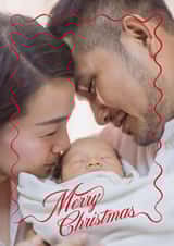 Personalised Christmas Photo Card created by Carrie ONeal - Classic Christmas Card – Elegant Script - Wavy Red Frame