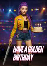 Fun Birthday Card - K-Pop Demon Hunters - Golden Birthday created by Kerrylovescards