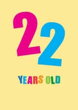 Classic Birthday Card - 22 Years Young created by mrs L cards
