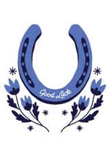 Classic Good Luck Card - Horseshoe - Folk Flowers created by Rachel Hallquist
