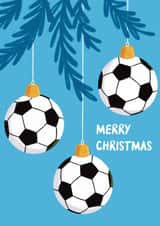 Fun Christmas Card - Footballs - Baubles created by Sophie Kent Illustration