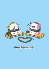 Funny Cute Sushi Anniversary Card – Happy Anniver-sushi created by Toastedink