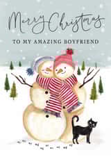 Classic Christmas Card - For Boyfriend - Snowmen created by Making Meadows Ltd