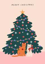 Cute Christmas Card - Cats - Christmas Tree created by Sad Girl Illustration