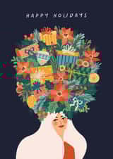 Arty Christmas Card - Happy Holidays - Poinsettias created by Sad Girl Illustration