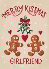 Cute Christmas Card - For Girlfriend - Gingerbread - Kissmas created by Silky Rose Design