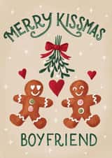 Cute Christmas Card - For Boyfriend - Gingerbread - Kissmas created by Silky Rose Design