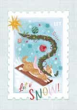 Cute Christmas Card - Stamp - Dog - Let It Snow created by Anna Cheng Design & Print