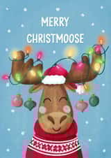 Cute Christmas Card - Moose Pun - Merry Christmoose created by Silky Rose Design