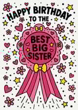 Cute Birthday Card - Best Big Sister - Flowers created by The Merry Giraffe