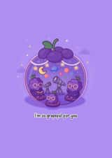 Cute Love & Friendship Card - I'm So Grapeful For You - Grape Pun created by Toastedink
