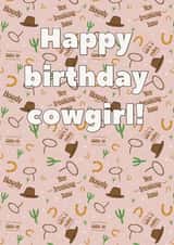 Cowgirl birthday card, rodeo card, cowboy romance lover card created by Illustrations by Sammy