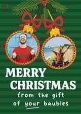 Personalised Christmas Photo Card created by The Merry Giraffe - Rude Christmas Card - For Dad - Your Baubles