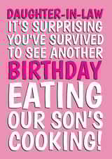 Cheeky Birthday Card - For Daughter-In-Law - Survived Our Son's Cooking created by @Cupsie's Creations