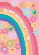 Cute Birthday Card - rainbow flowers - Happy Birthday created by Kate & The Ink