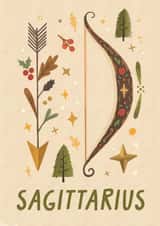 Festive Sagittarius Birthday Card - Nordic Forest - Archery created by URGHH Card Co.