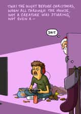Funny Christmas Card - Christmas Gamer - Santa created by Bryony Jackson Walters