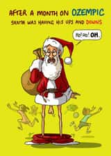 Cheeky Christmas Card - Ozempic Christmas - Santa created by Bryony Jackson Walters