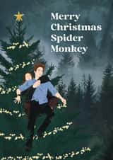 Funny Christmas Card – Spider Monkey – Twiglight created by Bonne Nouvelle