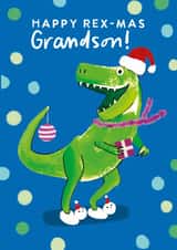 Cute Christmas Card - For Grandson - Dinosaur created by Holly Fox