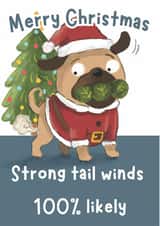 Cute Christmas Card - Pug - Sprout Farts created by Dotts Yard