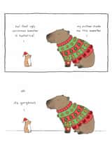 Funny Christmas Card - Ugly Christmas Sweater - Capybara created by Redback Cards