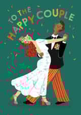 Cute Wedding Card - Happy Couple Card - Illustrated Wedding Card for Him & Her created by Emily Nash Illustration