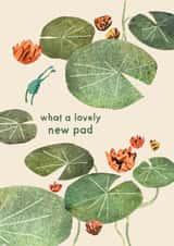 Lovely New Pad Moving Card - Frog Housewarming Card - New Home Collage Card created by Emily Nash Illustration