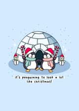 Cute Christmas Card - Dancing Penguins created by Rosalie Perl