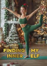 Funny Christmas Card – Yoga – Finding My Inner Elf created by Bonne Nouvelle