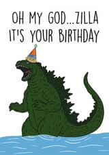 Godzilla, Dinosaur Birthday Funny created by Waffleteeth