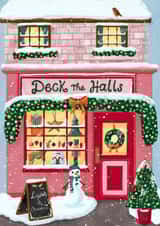 Classic Christmas Card - Deck The Halls - Cosy Shop Front created by Silky Rose Design