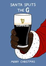 Funny Merry Christmas Card - Santa Splits The G - Guinness - Stout created by YAWN DESIGNS