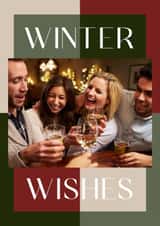 Personalised Christmas Photo Card created by Kate Everett - Classic Christmas Card - Winter Wishes - Colour Blocks