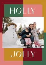 Personalised Christmas Photo Card created by Kate Everett - Classic Christmas Card - Holly Jolly - Colour Blocks