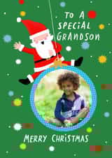 Personalised Christmas Photo Card created by Nicola Watson - Cute Christmas Card - Special Grandson - Swinging Santa