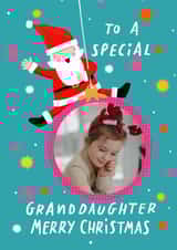 Personalised Christmas Photo Card created by Nicola Watson - Cute Christmas Card - Special Granddaughter - Swinging Santa