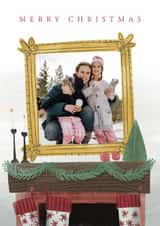 Personalised Christmas Photo Card created by Laurent Collective - Classic Christmas card - Fireplace Mantle