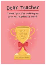 Funny Thank You Card - For Teacher - Award created by Blue Kiwi Design