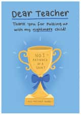 Funny Thank You Card - For Male Teacher - Award created by Blue Kiwi Design