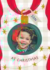Personalised Christmas Photo Card created by The Pattern Press - Classic Christmas Card - For Son - Bauble