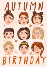 Pretty Birthday Card - Autumn Girls created by URGHH Card Co.