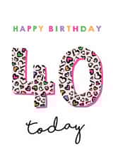 Classic Birthday Card - 40th - Heart Leopard Print created by Michelle Fiedler Design