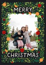 Personalised Christmas Photo Card created by Pear Tree Press - Classic Christmas Card - Holly And Poinsettias