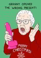 Funny Rude Christmas Card - Granny Opened The Wrong Present - Dildo created by YAWN DESIGNS