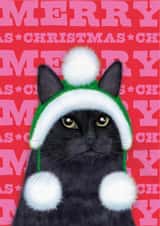 Cute Christmas Card – Black Cat created by badgerbee design
